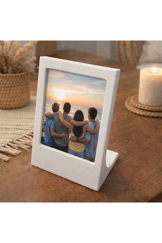 Masaüstü Instax Uyumlu Fotoğraf Standı Dekoratif Sevgili Çift Çerçevesi Beyaz
