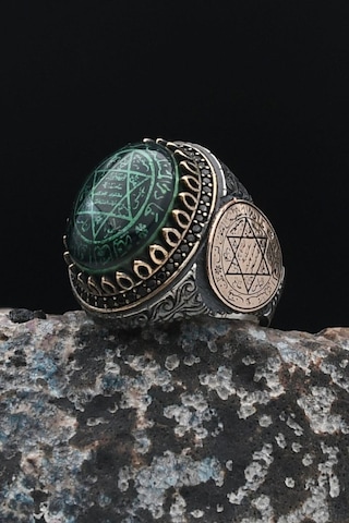 Özel Tasarım Hz. Süleyman Mührü Gümüş Erkek Yüzüğü 901543 Gümüş