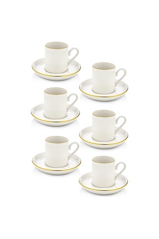 12 Parça 6 Kişilik Porselen Kahve Fincan Takımı 100 Ml Beyaz