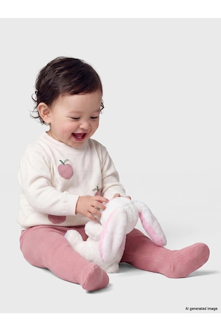 LC Waikiki Lcw Baby Ekru Desenli Kız Bebek Triko Takım Ecru
