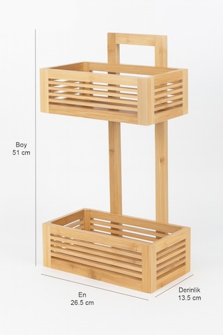 Makri Home Bambu 2 Katlı Mutfak & Banyo, Mutfak Düzenleyici Organizer Bej