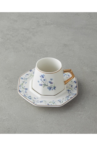 Lavendpetal New Bone China 12 Parça 6 Kişilik Kahve Fincan Takımı 80 Ml Mavi