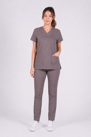 Vizon Likralı Unisex Medikal Scrubs Takım Hemşire Doktor Cerrahi Üniforma Yarasa Kol Kahverengi