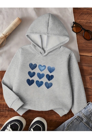 Uyguntarz Unisex Jean Kalp Desenli Baskılı Oversize Genel Gri
