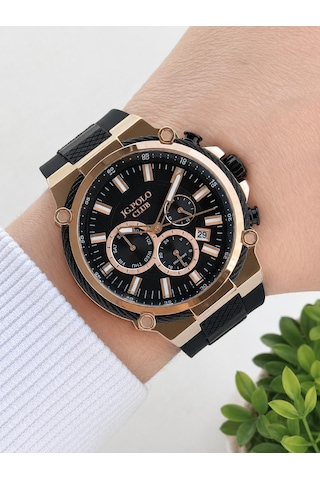 Jg.polo Club Silikon Kordon 2 Yıl Garantili 5 Atm Suya Dayanıklı Erkek Kol Saati+bileklik Jg.ot.2333.1 Rose Gold
