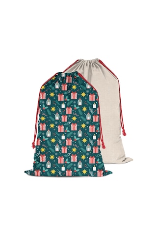 Büyük Noel Baba Hediye Çantası, Pamuklu Kordonlu, Yeniden Kullanılabilir Noel Hediye Feneri