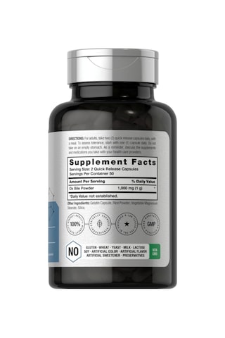 Horbäach Ox Bile 1000 Mg 100 Capsules Digestive Enzymes Non... Aromasız