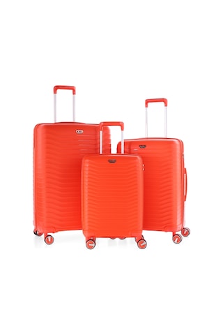 Ultra Dayanıklı 3'lü Set Valiz & Bavul Turuncu-1396 Turuncu