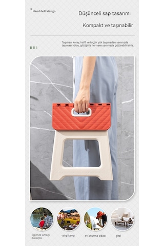 Mini Portatif Kalınlaştırılmış Katlanır Tabure-kırmızı 05