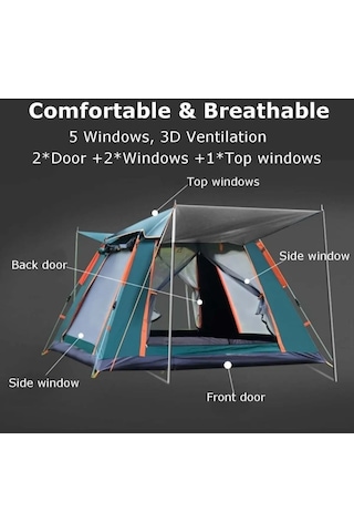 Andoutdoor 8 Kişilik Otomatik Kamp Çadırı Koyu Yeşil