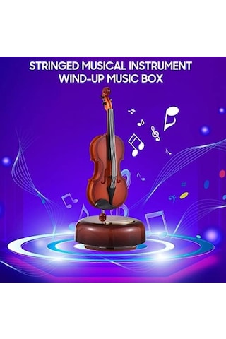 Keman Müzik Kutusu Klasik Kurmalı Müzik Kutusu Dönen Müzik Kutusu Döner Taban Telli Müzik Aleti Minyatür Replika Artware Noel Doğum Günü Hediyesi Sevgililer Günü Anneler Günü Babalar Günü