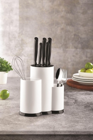 Tezgah Üstü Beyaz Kaşıklık & Bıçaklık & Kepçelik & Organizer Beyaz