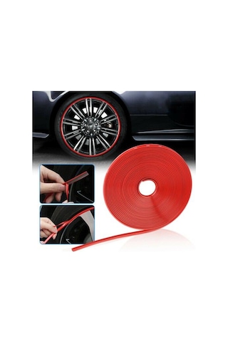 Jant Çevresine 10 Metre 9 Mm Sportif Kırmızı Şerit Jant Bandı (509958186)