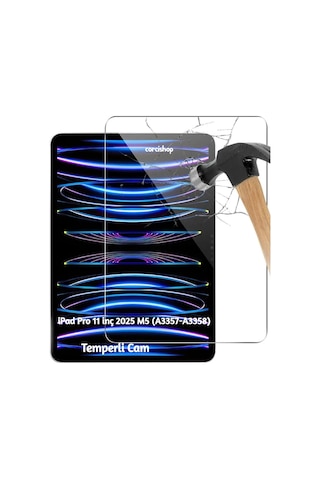 Apple İpad Pro 11 İnç 2025 M5 A3357-a3358 Kırılmaz Tablet Temperli Cam Ekran Koruyucu
