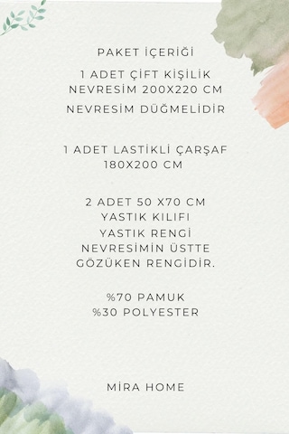 Çift Kişilik Nevresim Takımı Pamuklu Çift Taraflı Lastikli Çarşaflı Beyaz