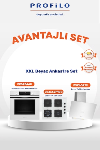Profilo FXSA344C - OE36K2P10D - DVK6J4293'lü 3'lü Beyaz Ankastre Set