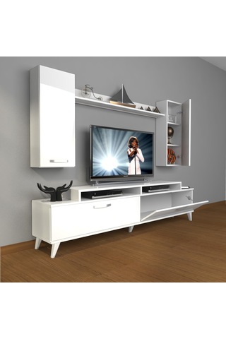 Decoraktiv Ekoflex 7 Slm Retro Tv Ünitesi Tv Sehpası Beyaz
