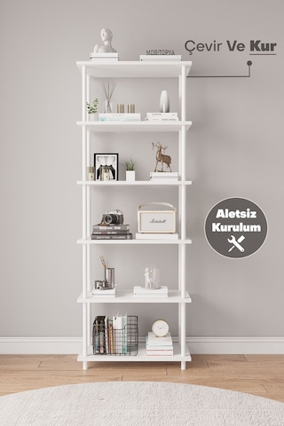 Çevir Kur 65 Cm Beyaz Kitaplık Bd 65 177 29 Cm Beyaz