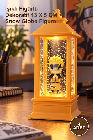 4 Adet Anime Naruto Kar Küresi Işıklı Figürlü Dekoratif 13 X 5 Cm Snow Globe Figure