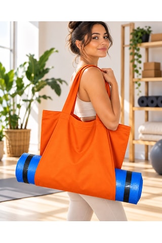Mat Taşıma Çantası Yoga Fitness Silindir Antrenman Çantası - Çantalı Fermuarlı Mat Taşıma Çantası Turuncu