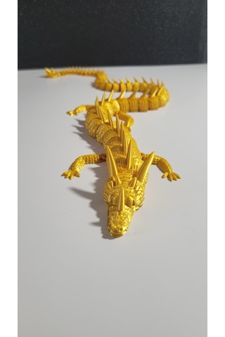 55 Cm Büyük Boy 3d Baskı Altın Ejderha Figürü Eklemli Dragon Biblo Dekoratif