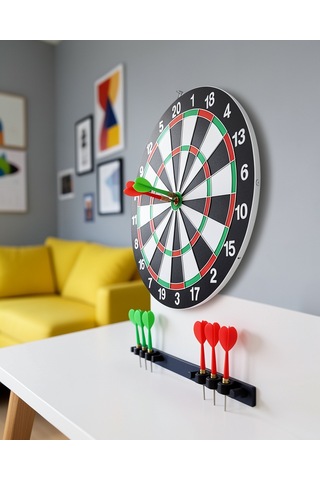 12 İnç Dart Tahtası Ahşap Gövdeli Metal Uçlu Oklar