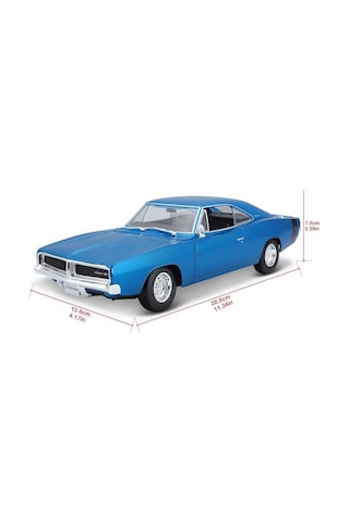 Maisto Lisanslı Metal Dodge Charger R/t 1969 1:25 Kapısı Ve Kaputu Açılabilir Oyuncak Model Araba Mavi
