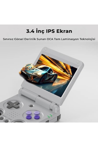 Rg 34xxsp Kapaklı Retro El Oyun Konsolu 64 Gb Gri - 3.4 İnç 3:2 Ips Ekran Çift Joystick H700 İşlemci 5g Wi-fi Bluetooth Hdmı Hall Sensörlü Katlanabilir Konsol
