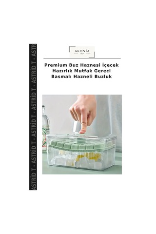 Premium Buz Haznesi İçecek Hazırlık Mutfak Gereci Basmalı Hazneli Buzluk Çok Renkli
