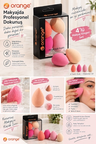 Orange Makyaj Pufu 4'lü