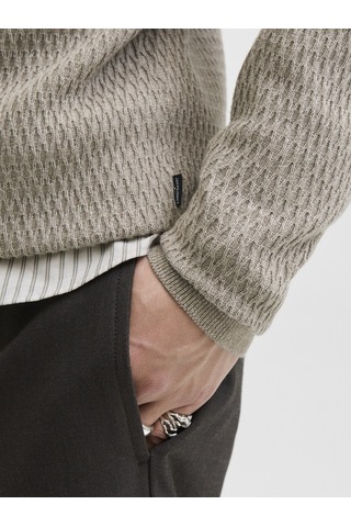 Jack & Jones Jack Jones Erkek Desenli Örgü Kazak 12283381 Krem