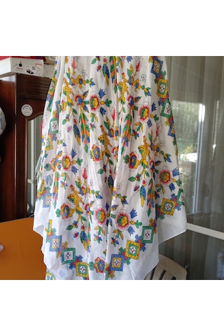 Tülbent Elbise 4 Pamuklu Tülbent İle Diktiğim Astarlı Elbise Beyaz Desenli