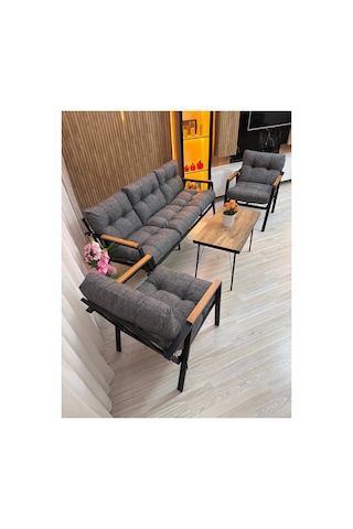 Balkon, Bahçe,teras,cafe - Salon - Metal Kanepe Koltuk Takımı - 3 1 1 Sehpa