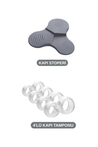 Kapı Stoper Seti, 3 Kademeli Kapı Altı Tutucu Takoz + 4 Adet Kapı Pencere Kolu Darbe Önleyici Tampon