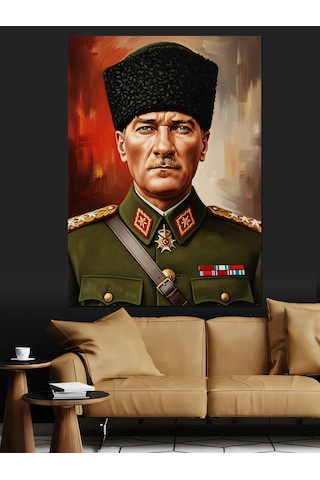 Ahşap Tablo Asker Üniformalı Mustafa Kemal Atatürk