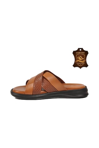 Pierre Cardin Taba Hakiki Deri Erkek Terlik Pc-7336 M