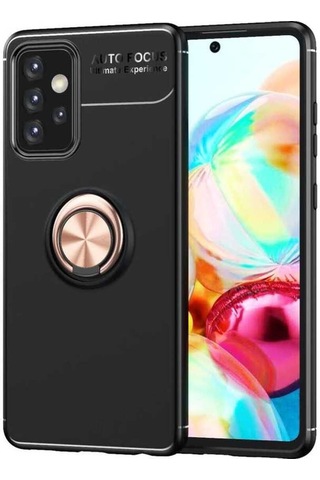Samsung Uyumlu Galaxy A72 Kılıf Zore Ravel Silikon Kapak Siyah-Rose Gold