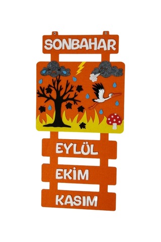 Mevsim Şeridi Kare Zeminli Keçe Eğitim Materyali Açık Gri