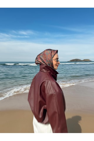 Belli Twill İpek Eşarp 4328-05 Füme, Fuşya, Alev Turuncu