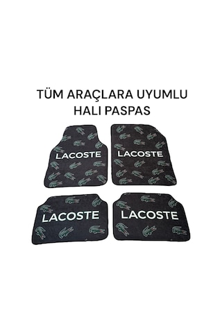 Lüx Oto Halı Paspas Desenli Yıkanabilir Unıversal Her Araca Uyumlu Lacost Siyah
