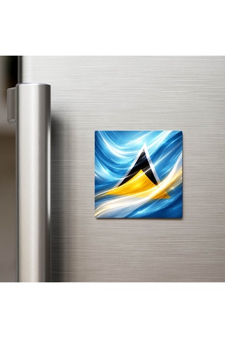 Saint Lucia Saint Lucia Abstract Ülke Bayraklı Buzdolap Magneti - 9x9 Cm