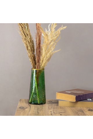 Glass In Love Yaprak Gravürlü Cam Vazo