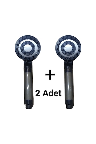 2 Adet Masaj Başlı Filtreli Kireç Önleyici 5 Fonksiyonlu Başlık Siyah