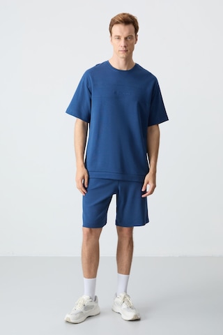 Tommy Life Parlament Pamuklu Kalın Yumuşak Dokulu Oversizefit Basic Erkek Şort Takım - 85257 Lacivert