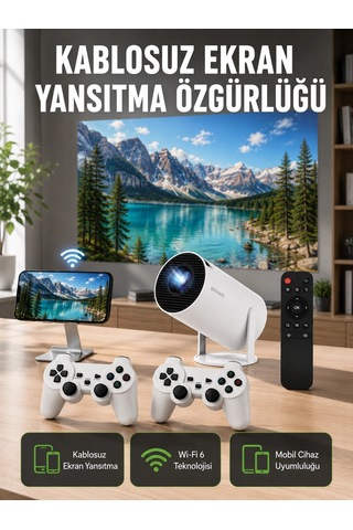 Taşınabilir Çok Fonksiyonlu Projeksiyon - Oyun, Sunum, Netflix Ve Eğitim İçin Yeni Nesil