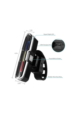 Forte Gt 6017-3 Bisiklet Yüksek Güç Cob Ön Far Usb Şarjlı Siyah