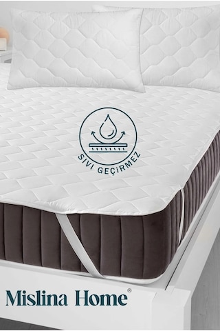 Kapitone Pamuklu Köşe Lastikli Ped Sıvı Geçirmez Çift - Tek Kişilik Çocuk Yatak Koruyucu Alezi Beyaz