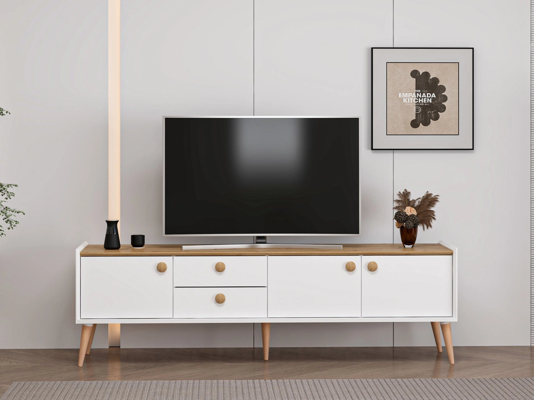Mitra Tv Ünitesi - Beyaz/artisan Çok Renkli