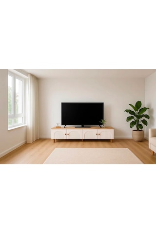 Pema Home Bohem %100 Mdf Membran Kaplama Peri Tv Ünitesi Beyaz