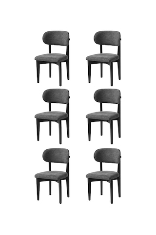 Nergis Sandalye Ahşap Gürgen 6 Li Set Cafe,restaurant,mutfak,salon,yemek Odası Sandalyesi Siyah